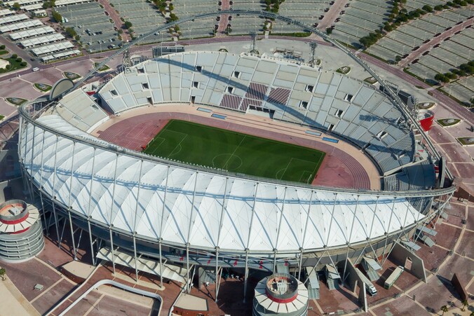Een van de te bouwen WK-stadions in Qatar.