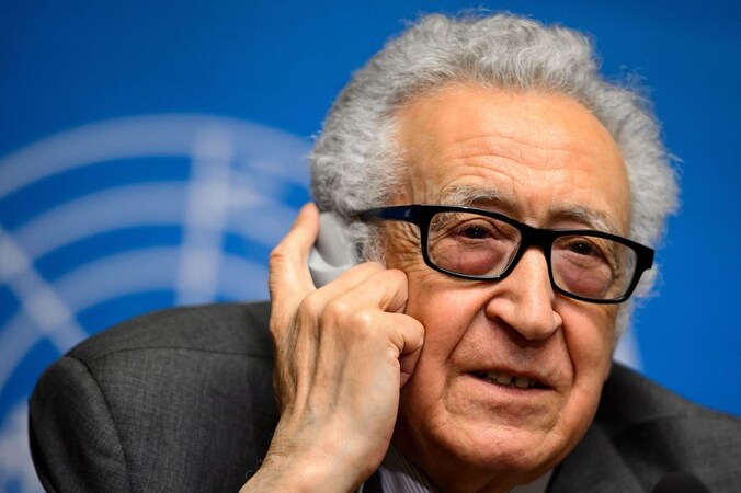 VN-gezant Lakhdar Brahimi in Genève.