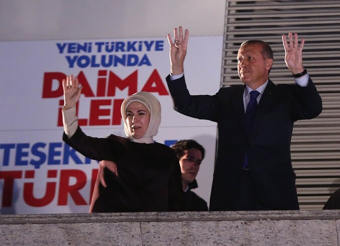 De Turkse premier Recep Tayyip Erdogan na de overwinning van zijn AK-partij in de lokale verkiezingen vorige week.