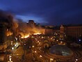 Het Onafhankelijkheidsplein in Kiev is herleid tot een waar oorlogsveld.
