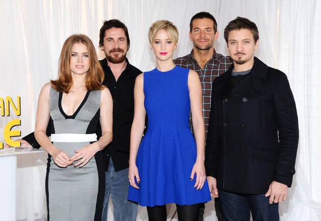 Jennifer Lawrence met haar collega's van American Hustle