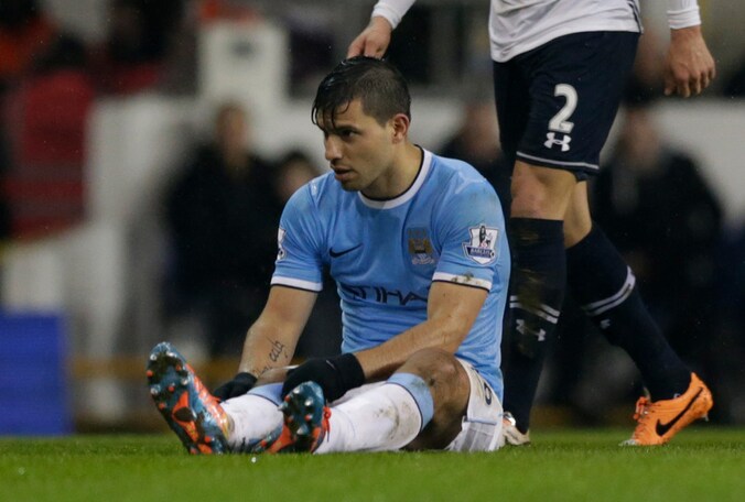 Sergio Agüero liep de blessure eind januari op tegen Tottenham.
