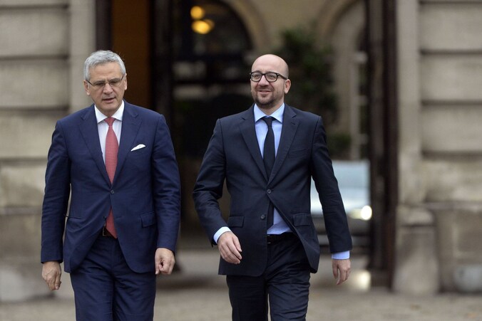 Coformateur Kris Peeters (CD&amp;V) en toekomstig premier Charles Michel (Open Vld).