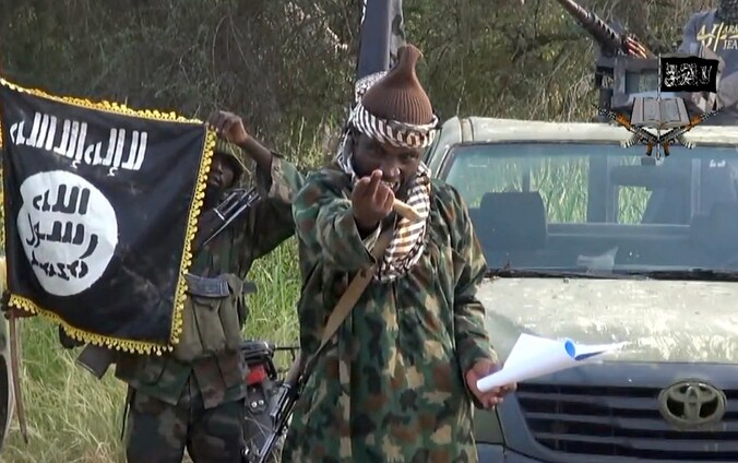 Boko Haram-leider Abubakar Shekau, in beeld tijdens een video die de terreurgroep vorige maand vrijgaf.