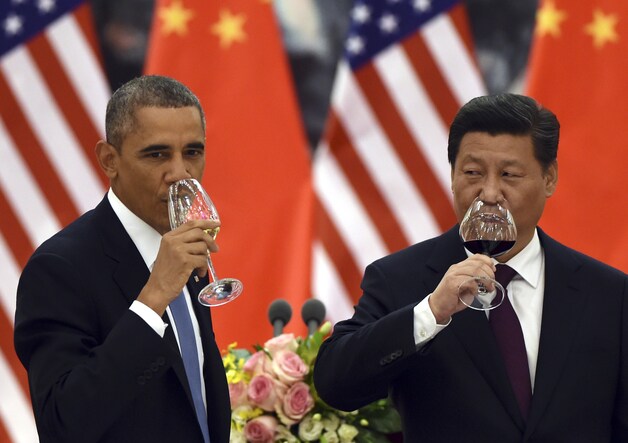 De Amerikaanse president Barack Obama en zijn Chinese collega Xi Jinping.