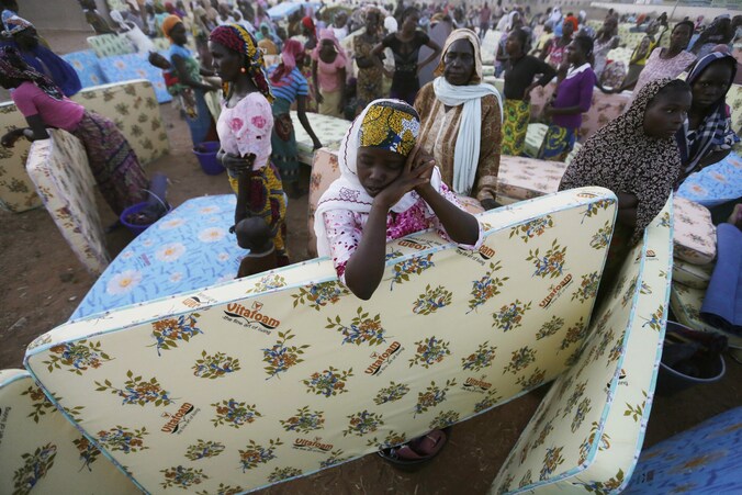 Burgers op de vlucht voor Boko Haram in het noordoosten van Nigeria.