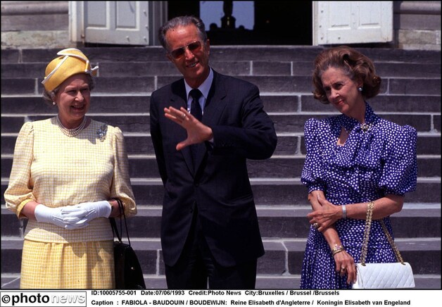 Een maand voor het overlijden van koning Boudewijn met de Britse koningin Elizabeth, in juni 1993.