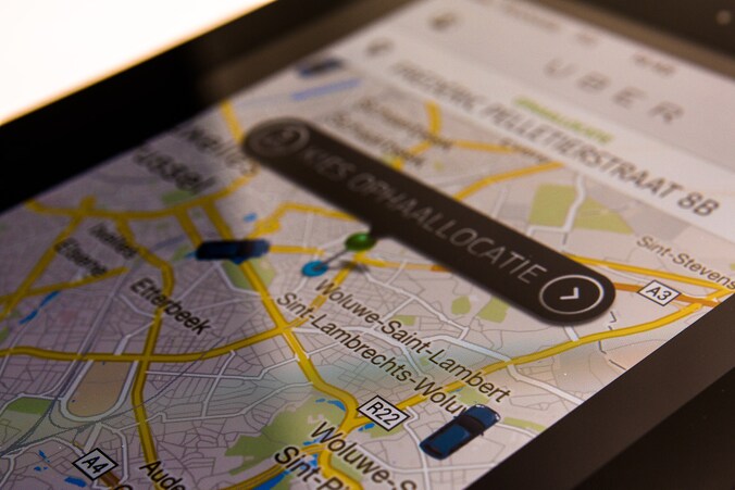 De Uber-app in Brussel.