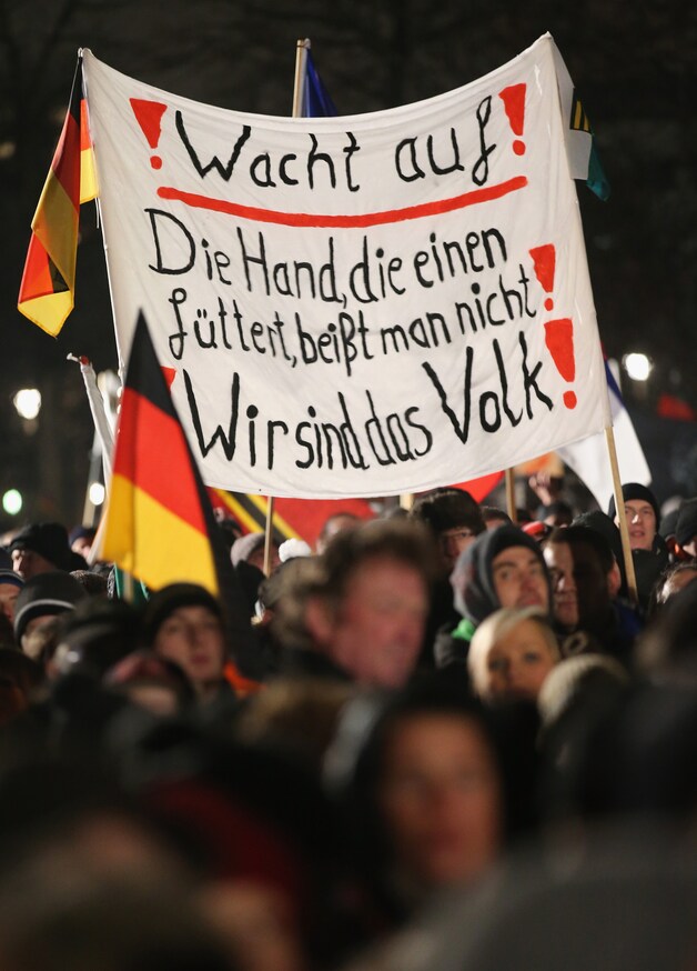 De Pegida-betoging in Keulen.