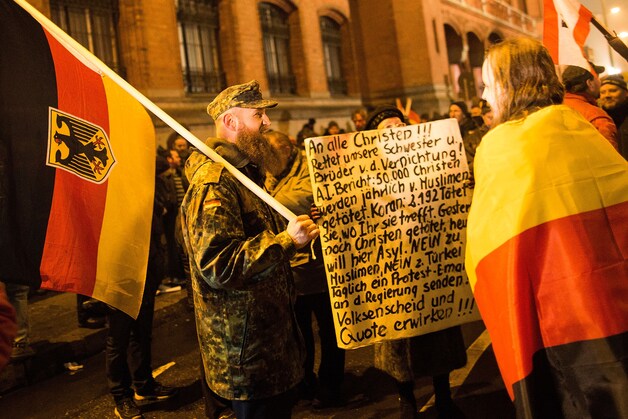 Aanhangers van Pegida in Berlijn op maandag 5 januari.