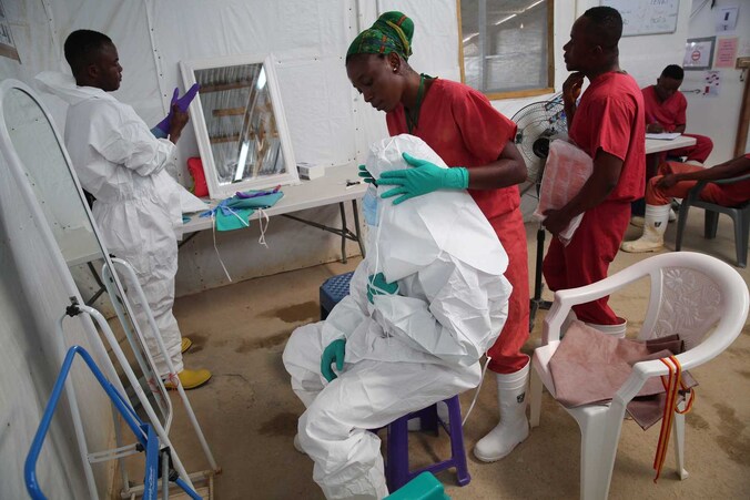 Een behandelingscentrum voor ebola in Sierra Leone.