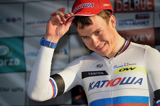Russisch kampioen tijdrijden Vorobyev toonde in Middelkerke dat hij een aardig stukje tegen de klok kan fietsen.