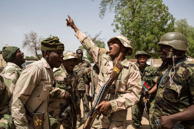 Archiefbeeld. Het Nigeriaanse leger viert de herverovering van Bama