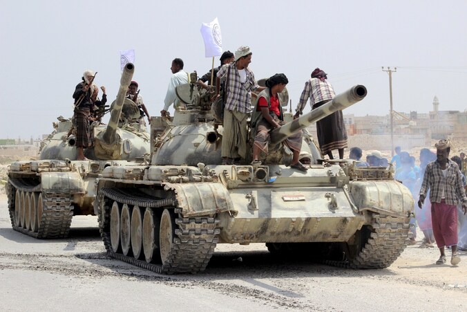 Een tank van het leger in de provincie Hadramawt.
