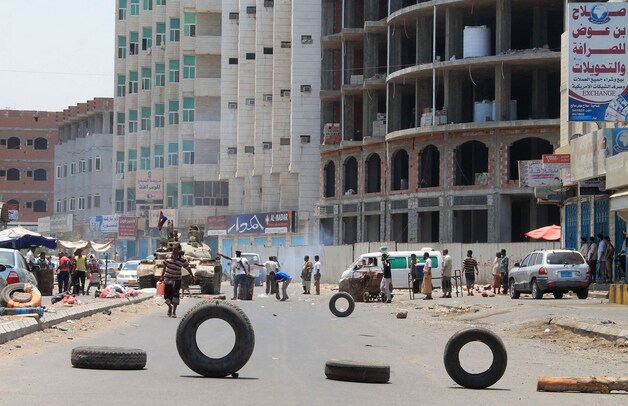 Een blokkade in Aden.