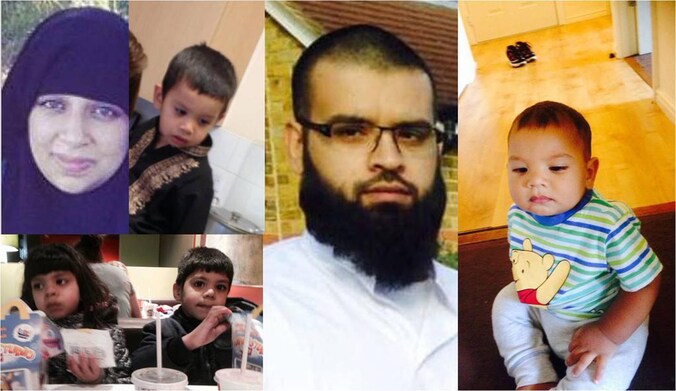 Asif Malik (31), zijn partner Sara Kiran (29) en hun kinderen.