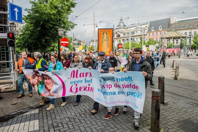 Deelnemers aan de mars zaterdag.