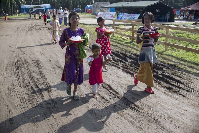 Rohingya-kinderen in een vluchtelingenkamp op het Indonesische eiland Sumatra.