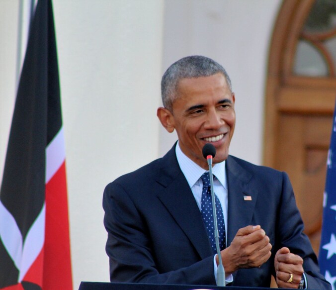 President Barack Obama tijdens een persconferentie in Kenia.