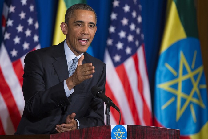 President Obama tijdens de persconferentie in Addis Abeba.