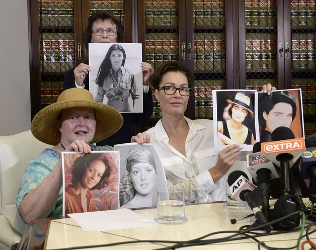 Colleen Hughes (links), Linda Ridgeway Whitedeer en Eden Tirl (rechts) beschuldigen Cosby van seksueel misbruik.