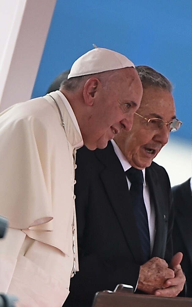Paus Franciscus en de Cubaanse president Raul Castro