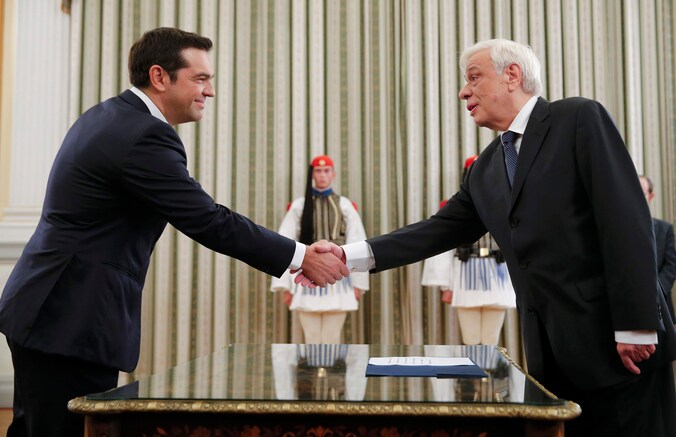 Alexis Tsipras wordt door de Griekse president Prokopis Pavlopoulos ingezworen als premier van Griekenland.