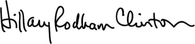 De handtekening van Hillary Clinton.