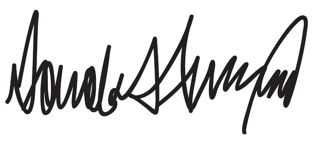 De handtekening van Donald Trump.