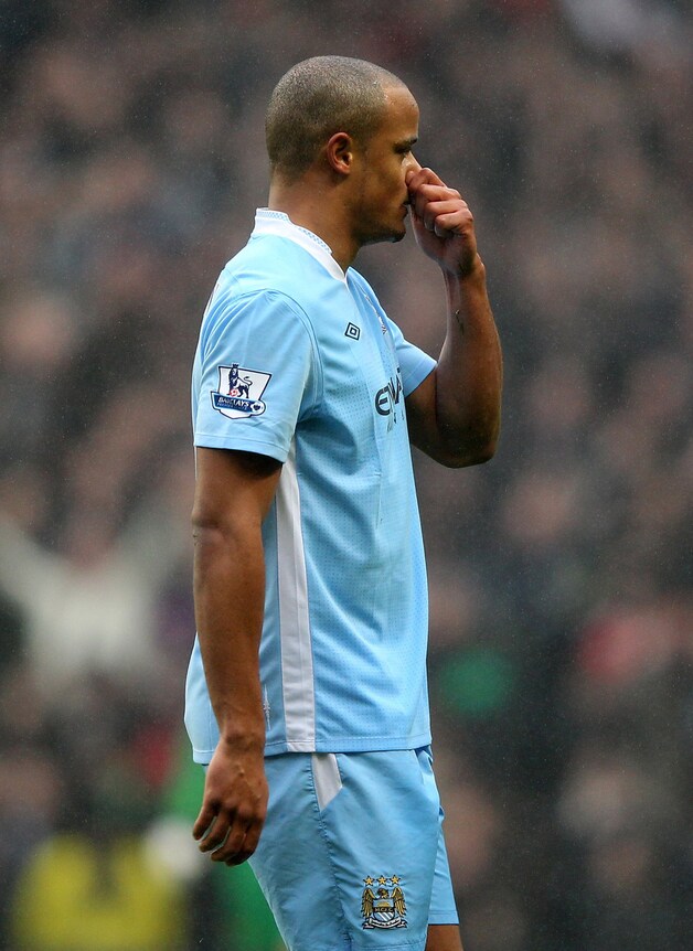 Vincent Kompany moest al snel afdruipen.