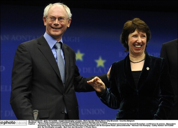 Premier Van Rompuy met Catherine Ashton.