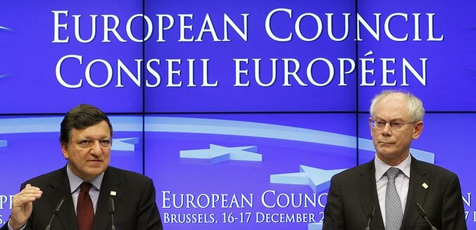 Voorzitter van de Europese Commissie José Manuel Barroso en Europees president Herman Van Rompuy.
