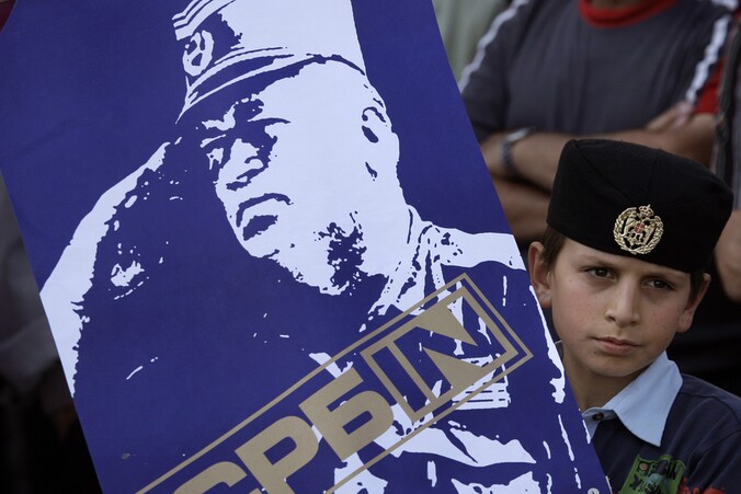 Steunbetoging voor Ratko Mladic in Pale, in de Republika Srpska, in Bosnië-Herzegovina.