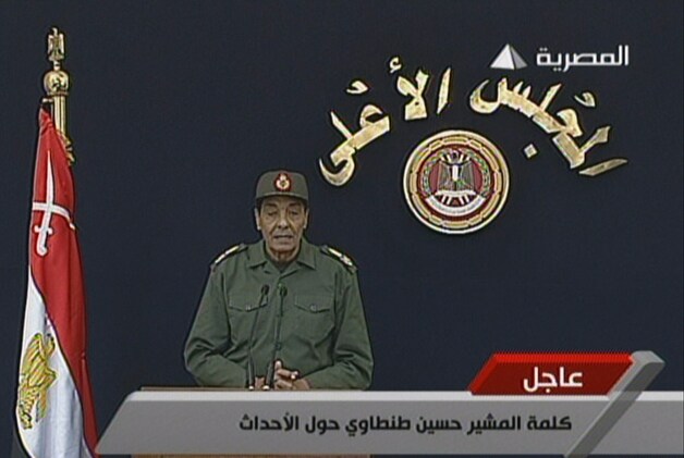 Veldmaarschalk Tantawi sprak deze avond het Egyptische volk toe.