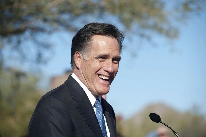 Romney op een campagnestop in Paradise Valley, Arizona.