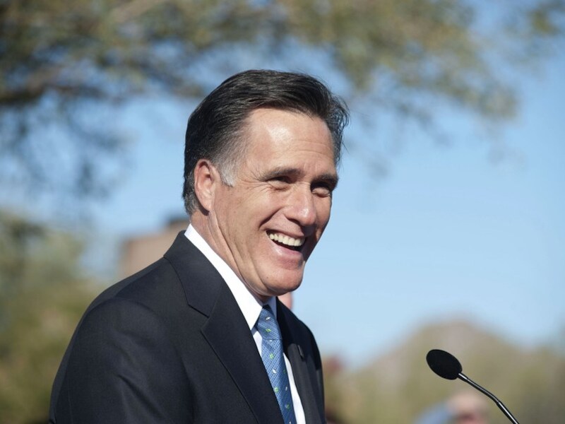 Romney op een campagnestop in Paradise Valley, Arizona.