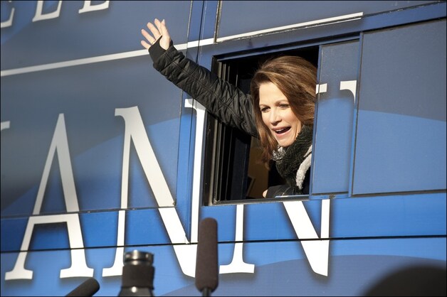 Michele Bachmann, de enige vrouw in het rijtje van presidentskandidaten, behaalde vijf procent van de stemmen.