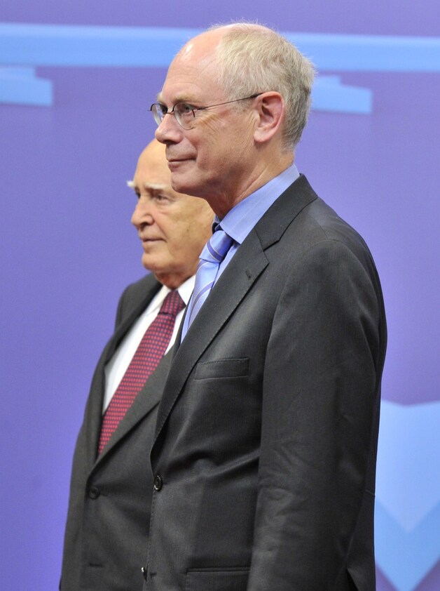 Herman Van Rompuy en de Griekse president Carolos Papoulias.