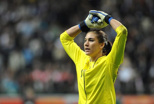 e Amerikaanse keepster Hope Solo.
