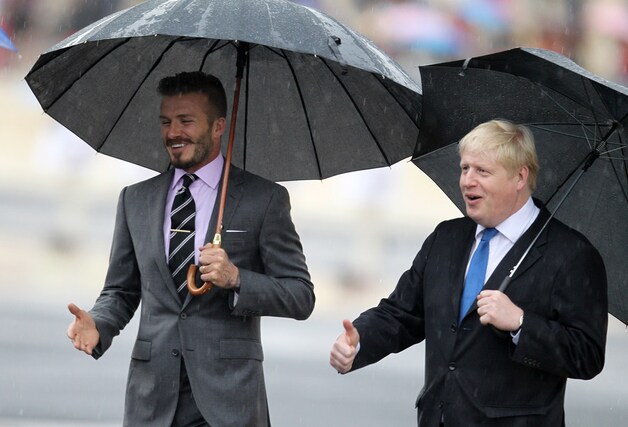 David Beckham en Boris Johnson, burgemeester van Londen