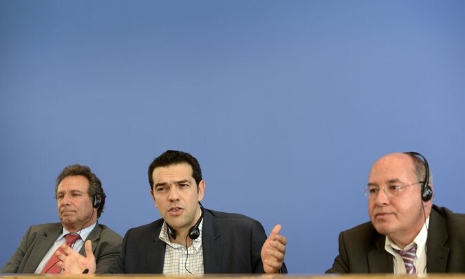 Alexis Tsipras ging vandaag langs bij Die Linke in Berlijn.