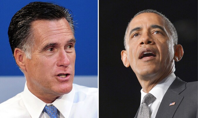 Mitt Romney (l.) en Barack Obama (r.) strijden om het Amerikaanse presidentschap.