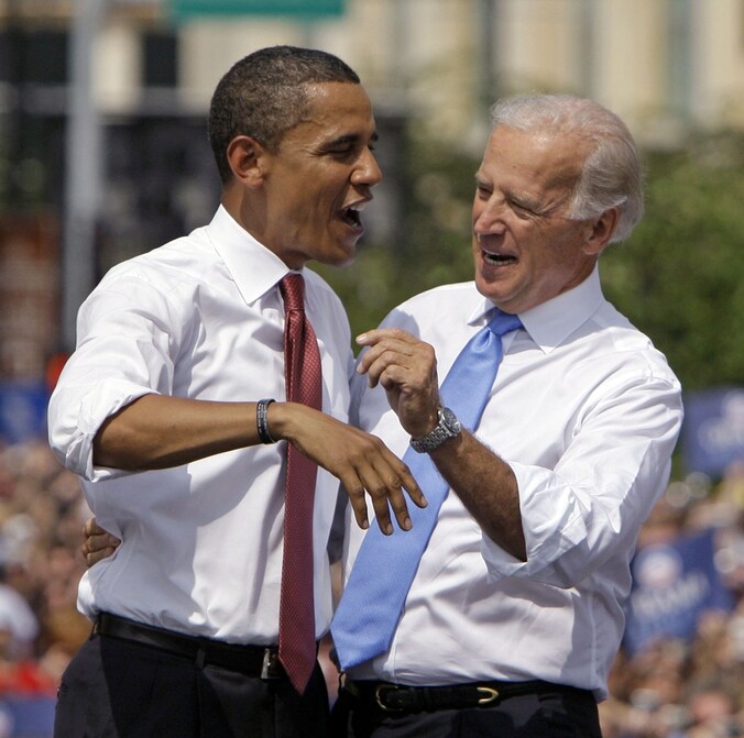 Barack Obama en Joe Biden op 23 augustus 2008.