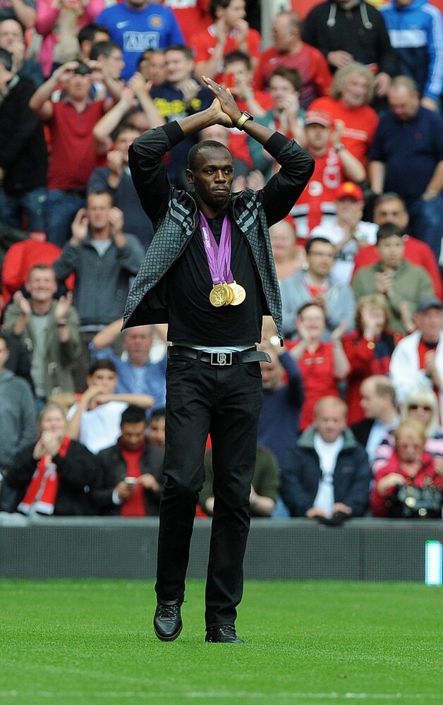 Bolt op bezoek op Old Trafford.
