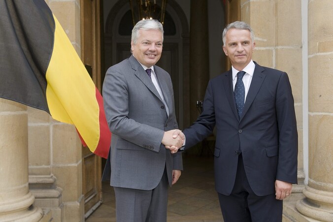 Didier Reynders met de Zwitserse verantwoordelijke voor Buitenlandse Zaken, Didier Burkhalter.
