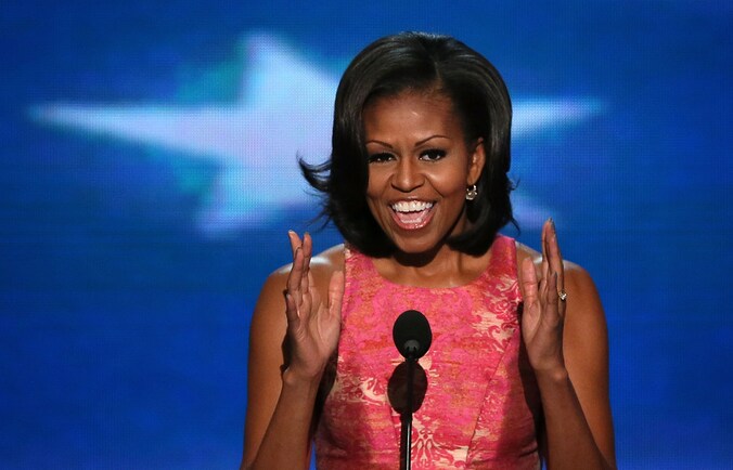 First Lady Michelle Obama op de eerste dag van de Democratische Conventie.