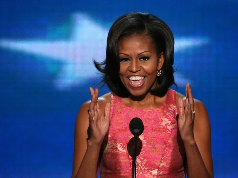 First Lady Michelle Obama op de eerste dag van de Democratische Conventie.