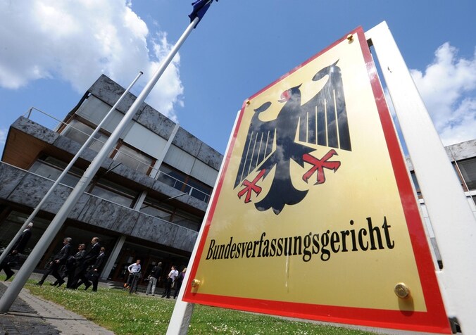 Het gerechtsgebouw in Karlsruhe.