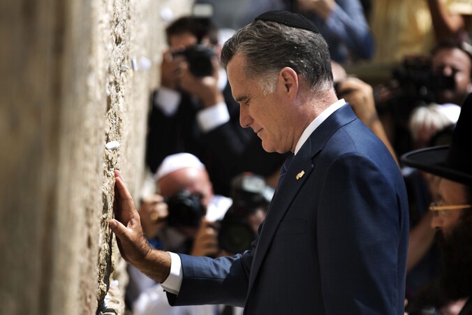Mitt Romney in Jeruzalem op 29 juli.