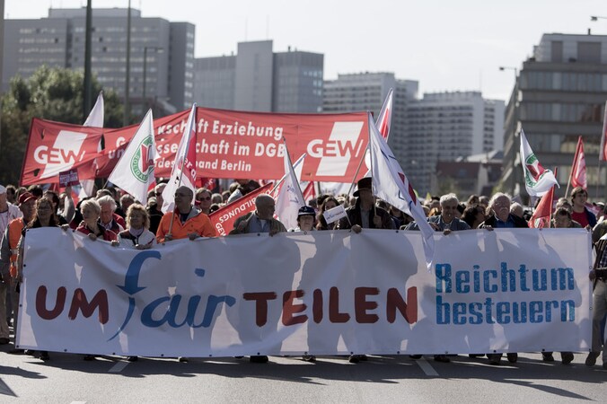 Demonstratie in Berlijn tegen de groeiende kloof tussen arm en rijk, afgelopen zaterdag
